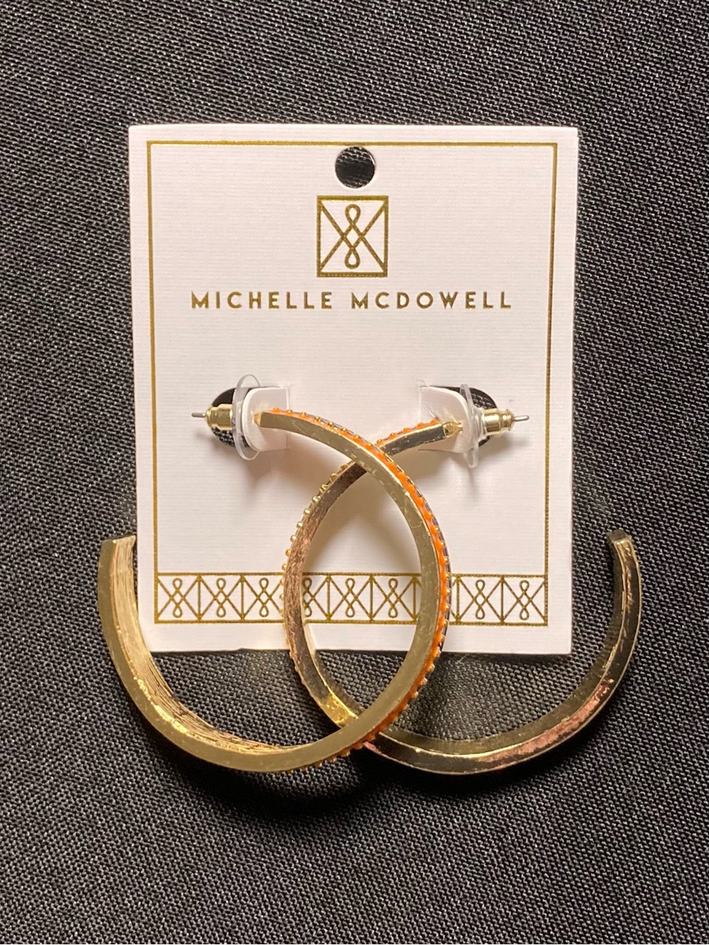Michelle McDowell Navy Blue And Orange Meaghan Large Metal Hoop Earrings